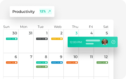 Color-coded weekly job calendar with a productivity tracker in AutoLeap's scheduler