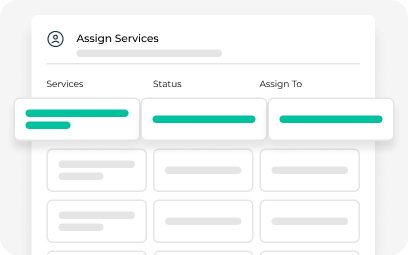 Technician service-assignment board with job status inside the AutoLeap app