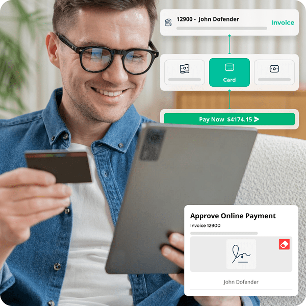 Customer paying a repair invoice online with AutoLeap invoice software