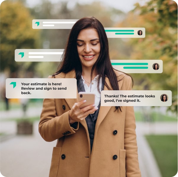 Customer receiving and approving an estimate from AutoLeap