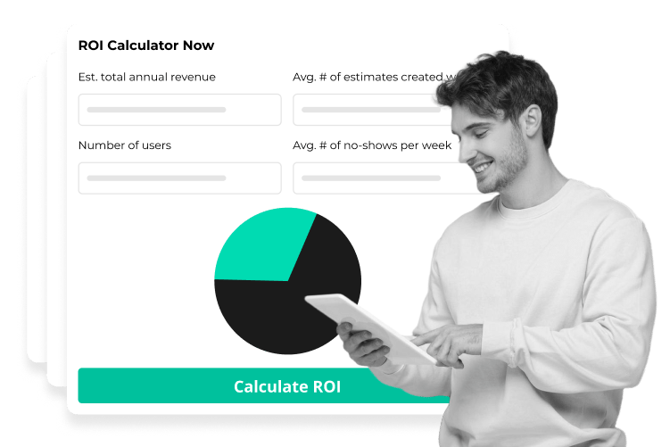 A shop owner working out savings with the payment software ROI calculator