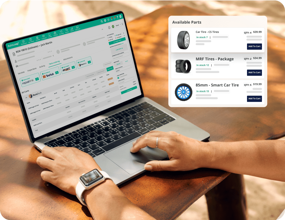 Tire tracking and storage management view in AutoLeap tire shop software
