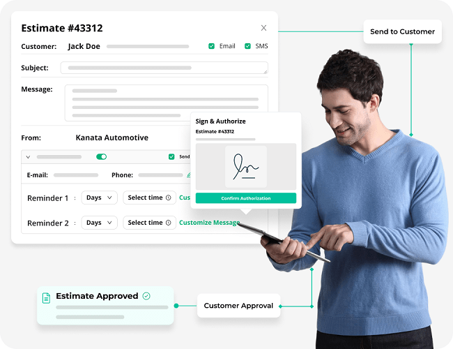 Estimate sent for approval and converted to an invoice in AutoLeap