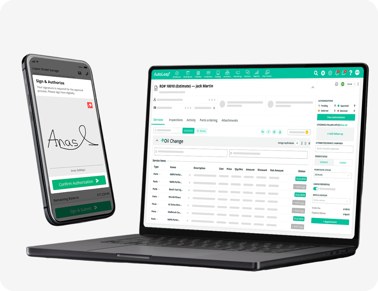 AutoLeap estimate built and sent for quick digital approval