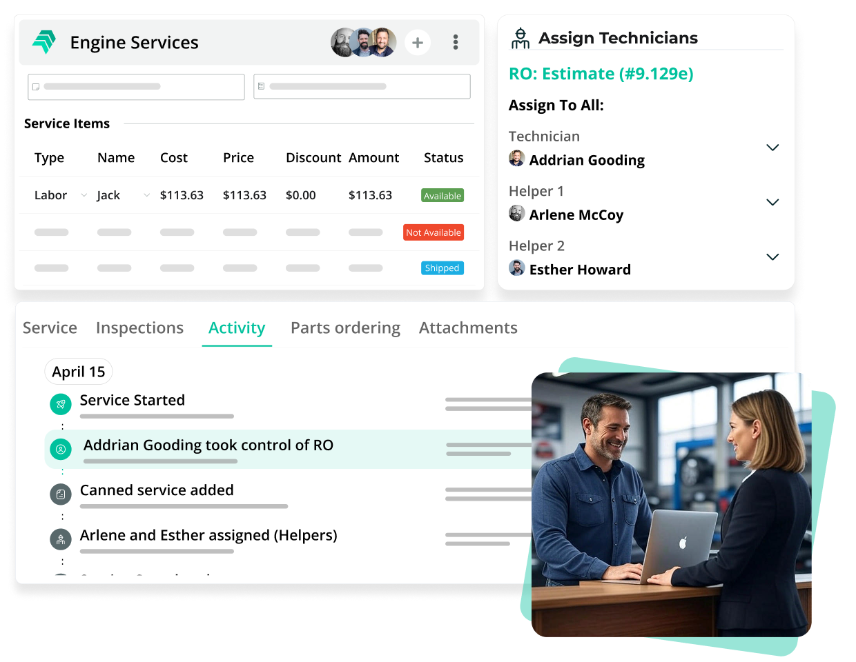 An independent repair shop managing its work on AutoLeap