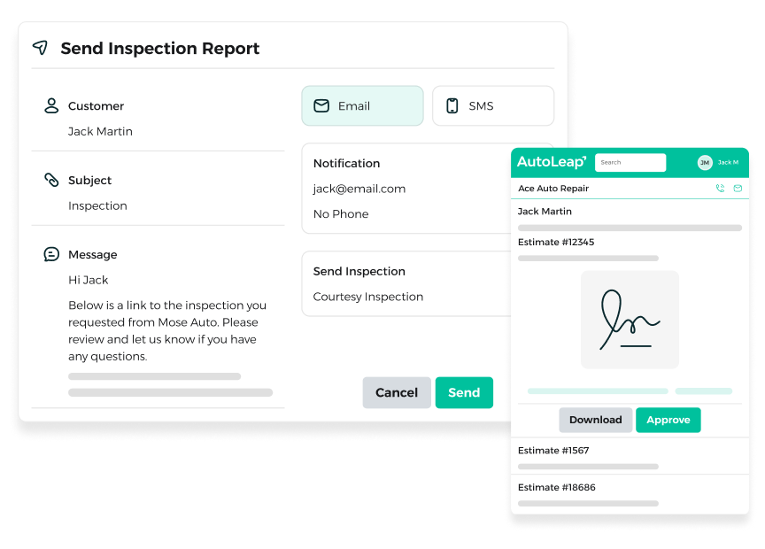 Customer approving or deferring recommended work in AutoLeap