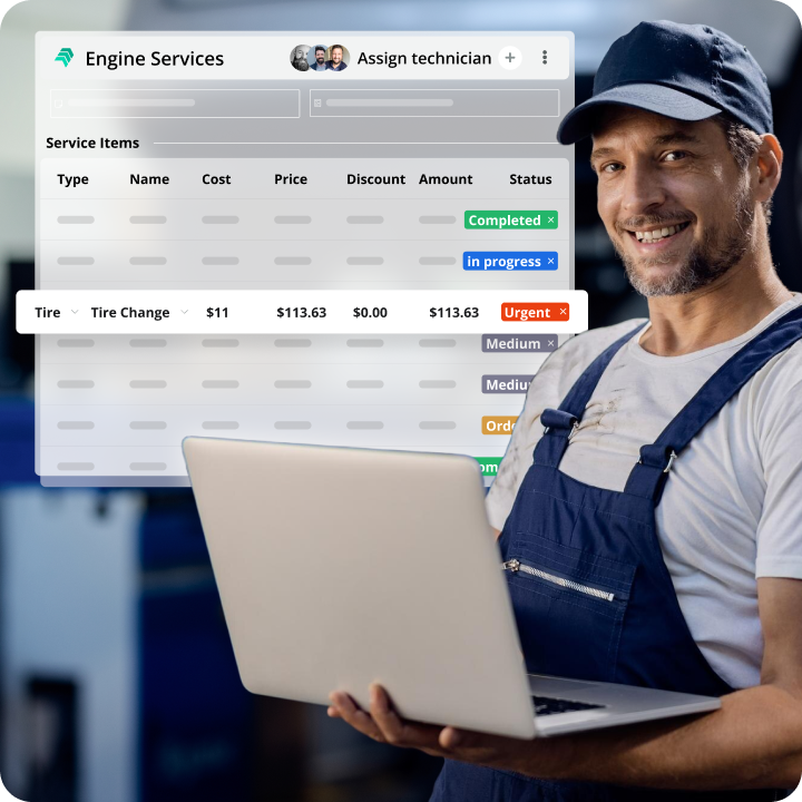 Job statuses assigned to technicians to keep repairs on deadline, in AutoLeap