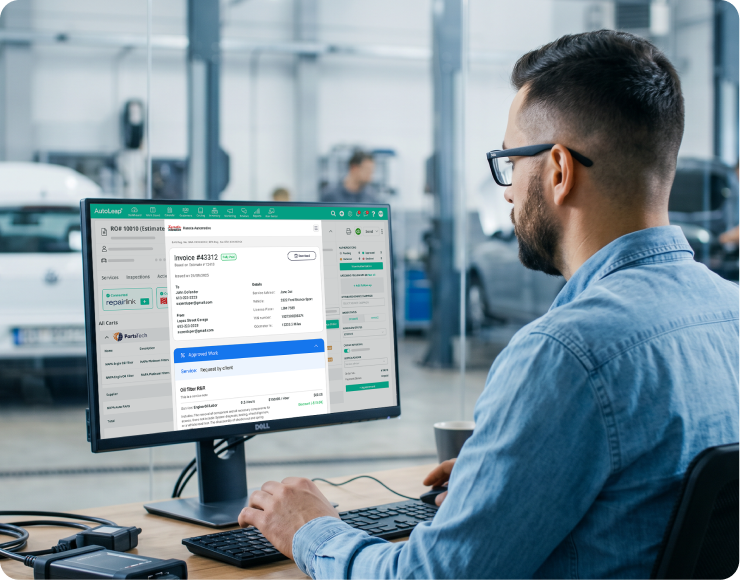 An automotive garage's daily workflow in AutoLeap